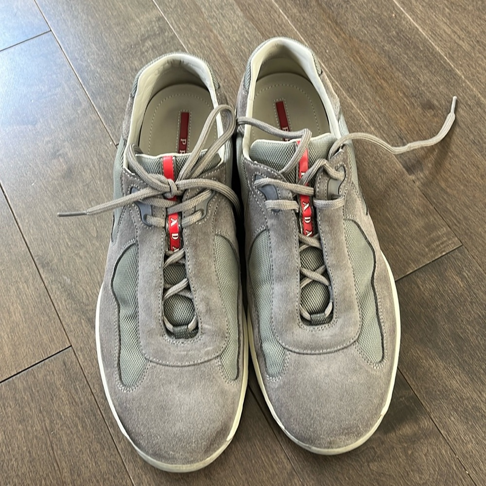 Prada America's Cup Sneakers Men's US 12 Gray Suede Nylon Low Tops 4E2043